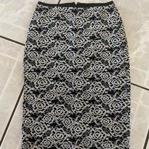 Navy Blue and White lace pencil Skirt